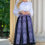 Fustă de damă Larisa broderie albă cu motive tradiționale