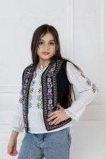 Vestă de fetițe cu motive tradiționale mov Lili - imagine 3