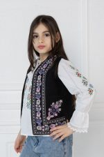 Vestă de fetițe cu motive tradiționale mov Lili