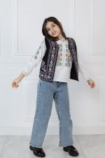 Vestă de fetițe cu motive tradiționale mov Lili - imagine 2