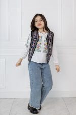Vestă de fetițe cu motive tradiționale mov Lili - imagine 4