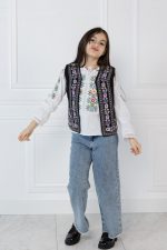 Vestă de fetițe cu motive tradiționale mov Lili - imagine 5