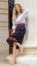 Fustă de damă Caterina cu motive tradiționale - imagine 2