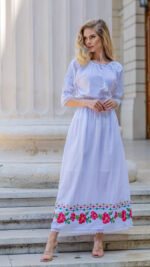 Fustă de damă Adelaida cu trandafiri roșii - motiv tradițional - imagine 5