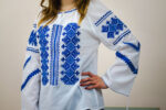 ia de damă cu motive traditionale geometrice Adela - broderie albastră - imagine 3