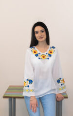 Bluză albă cu broderie Lelia