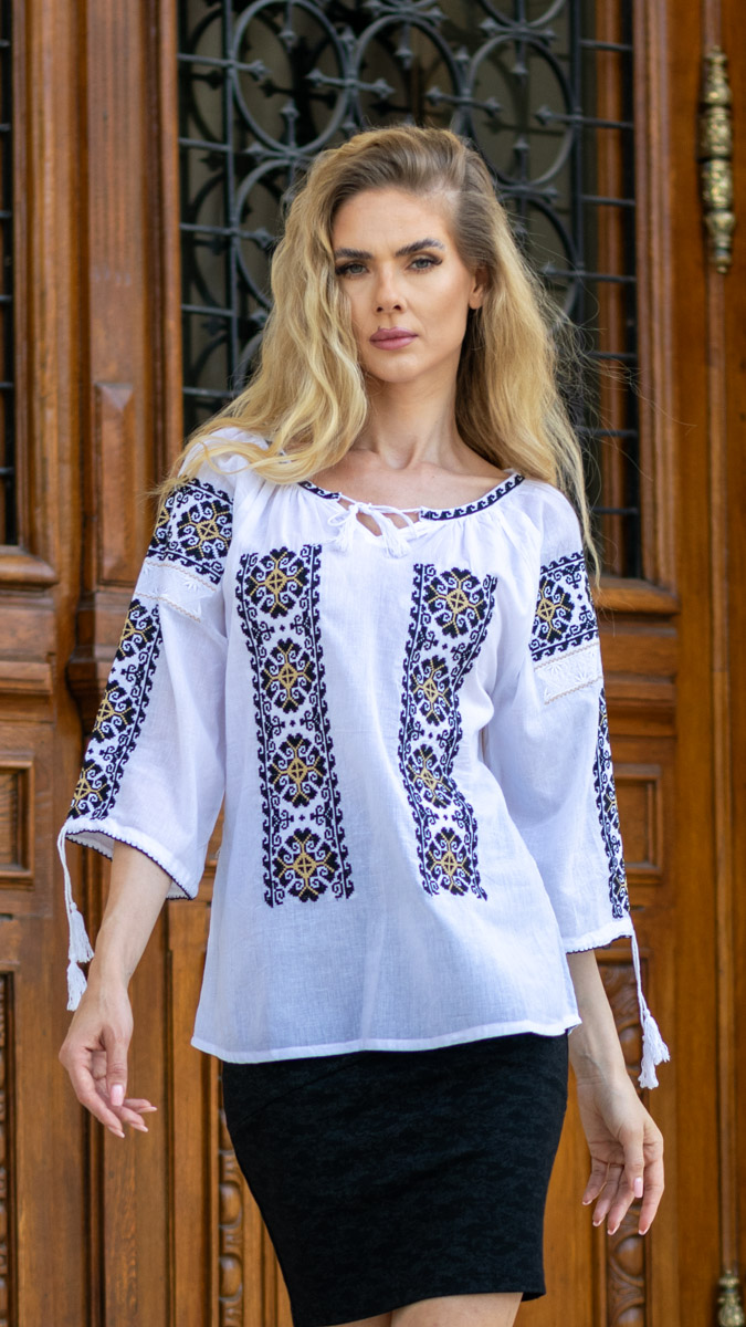 Sanda aurie10 Ia Sanda broderie neagră cu bej - imagine 1