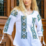 Ia Sanda broderie verde cu bej