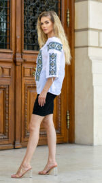 Ia Sanda broderie verde cu bej - imagine 3