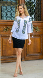 Ia Sanda broderie verde cu bej - imagine 2