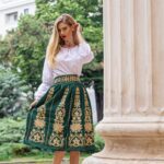 Fustă de damă Amalia verde cu motive tradiționale