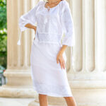 Rochia Sienna cu broderie albă