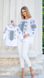 Set mamă-fiică Bianca broderie verde - imagine 2