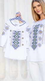 Set mamă-fiică Bianca broderie verde