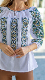 Ia Lidia broderie bej cu verde - imagine 3