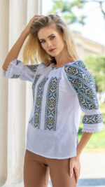 Ia Lidia broderie bej cu verde - imagine 2
