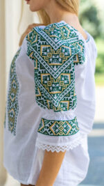 Ia Lidia broderie bej cu verde - imagine 6
