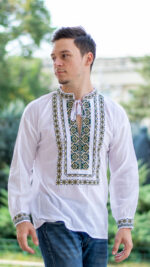 Ia Lucian broderie verde cu bej - imagine 3