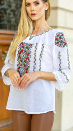 Ia Ramya broderie roșie cu bej