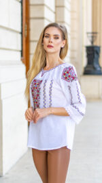 Ia Ramya broderie roșie cu bej - imagine 4