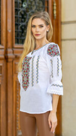 Ia Ramya broderie roșie cu bej - imagine 2