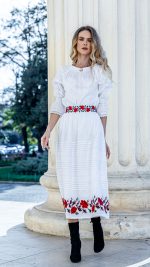 Fustă de damă Anemona broderie roșie cu motive tradiționale - imagine 2