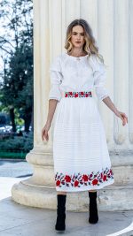 Fustă de damă Anemona broderie roșie cu motive tradiționale