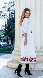 Fustă de damă Anemona broderie roșie cu motive tradiționale - imagine 3