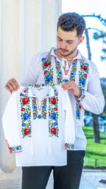 Ie de băieți cu motive tradiționale florale Eugen - imagine 3