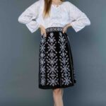 Fustă de damă Meda broderie albă cu motive tradiționale