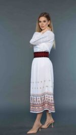 Brâu negru cu broderie roșie Maria - motiv creasta munților - imagine 2