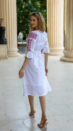 Rochie tradițională motiv creastă roșie - imagine 6