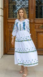 Rochie cu motive tradiționale trandafir maritim - imagine 6