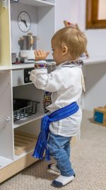 Brâu albastru tradițional țesut pentru copii - imagine 3