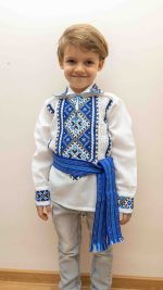 Brâu albastru tradițional țesut pentru copii - imagine 4