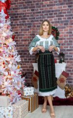 Catrință pentru damă cu broderie verde