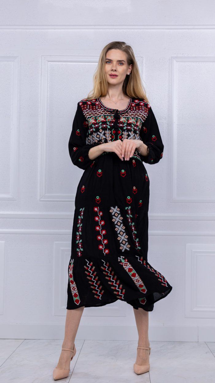 Rochie neagră Floare de Dor - imagine 5