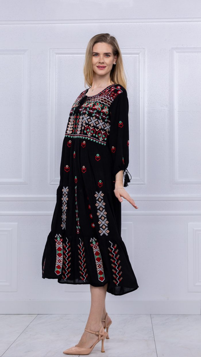 Rochie neagră Floare de Dor - imagine 3