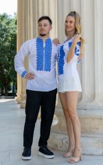 Set de cuplu Daniel și Daniela cu broderie albastră - imagine 2