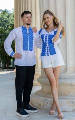 Set de cuplu Daniel și Daniela cu broderie albastră - imagine 3