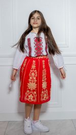 Fustă roșie Amalia pentru fetițe - imagine 3