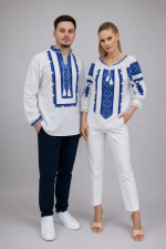 Set de cuplu Daria si Darius cu broderie albastra - imagine 2